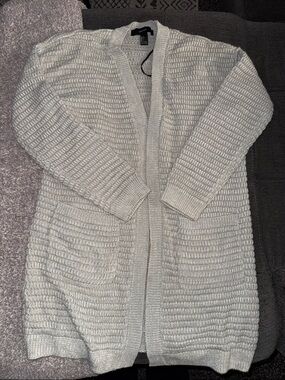 Forever 21 Light Gray Open-Front Knit Cardigan